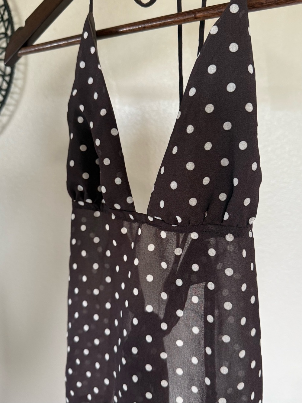 ✨ Brown Polka Dot Halter Camisole Top